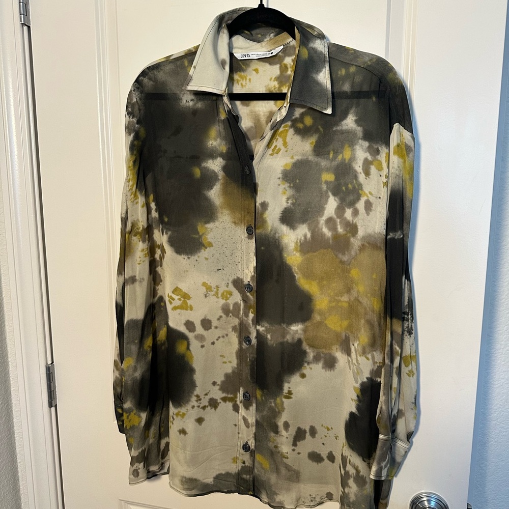 Zara Black and Yellow Women's Blouse